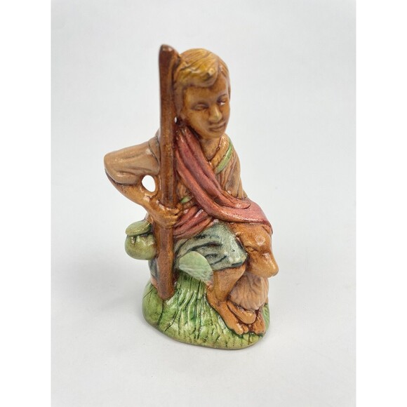 VTG Atlantic Mold Nativity Shepherd Boy with Dog 5"Tall Handpainted - Picture 1 of 6